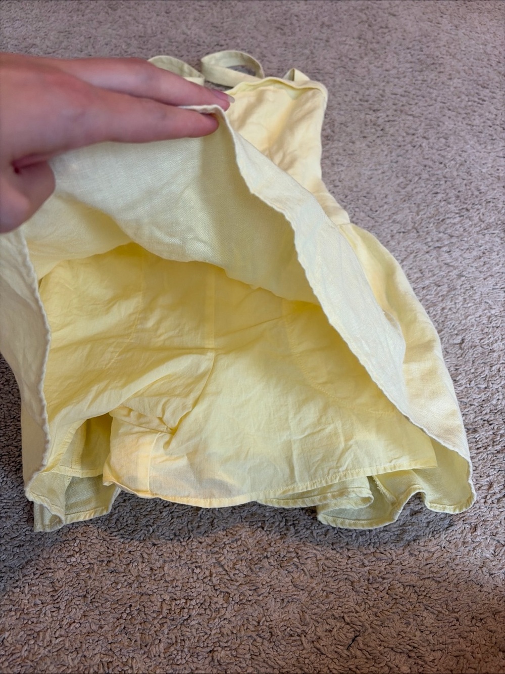 Abercrombie Butter Yellow 100% Linen Drop Waist Mini Dress Built In Shorts Small - Picture 6 of 9